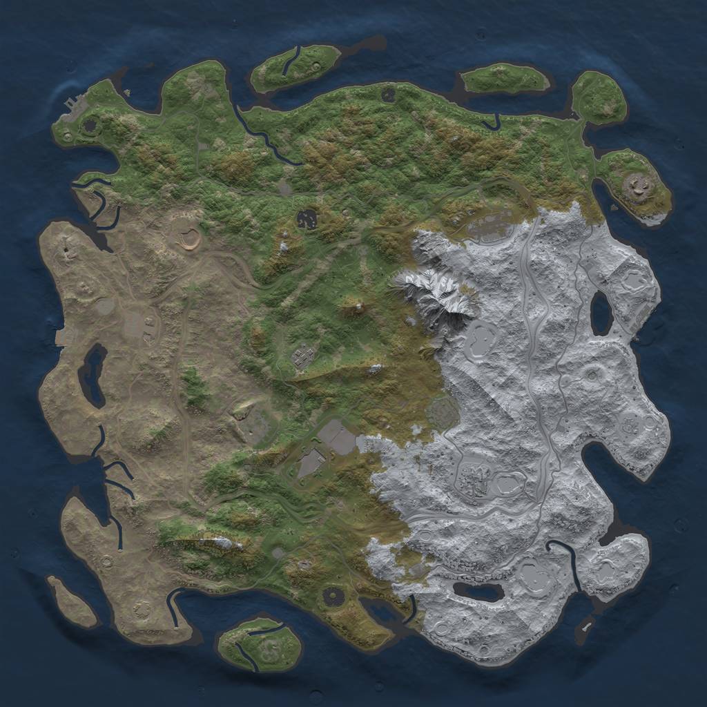 Rust Map: Procedural Map, Size: 5000, Seed: 935213622, 18 Monuments
