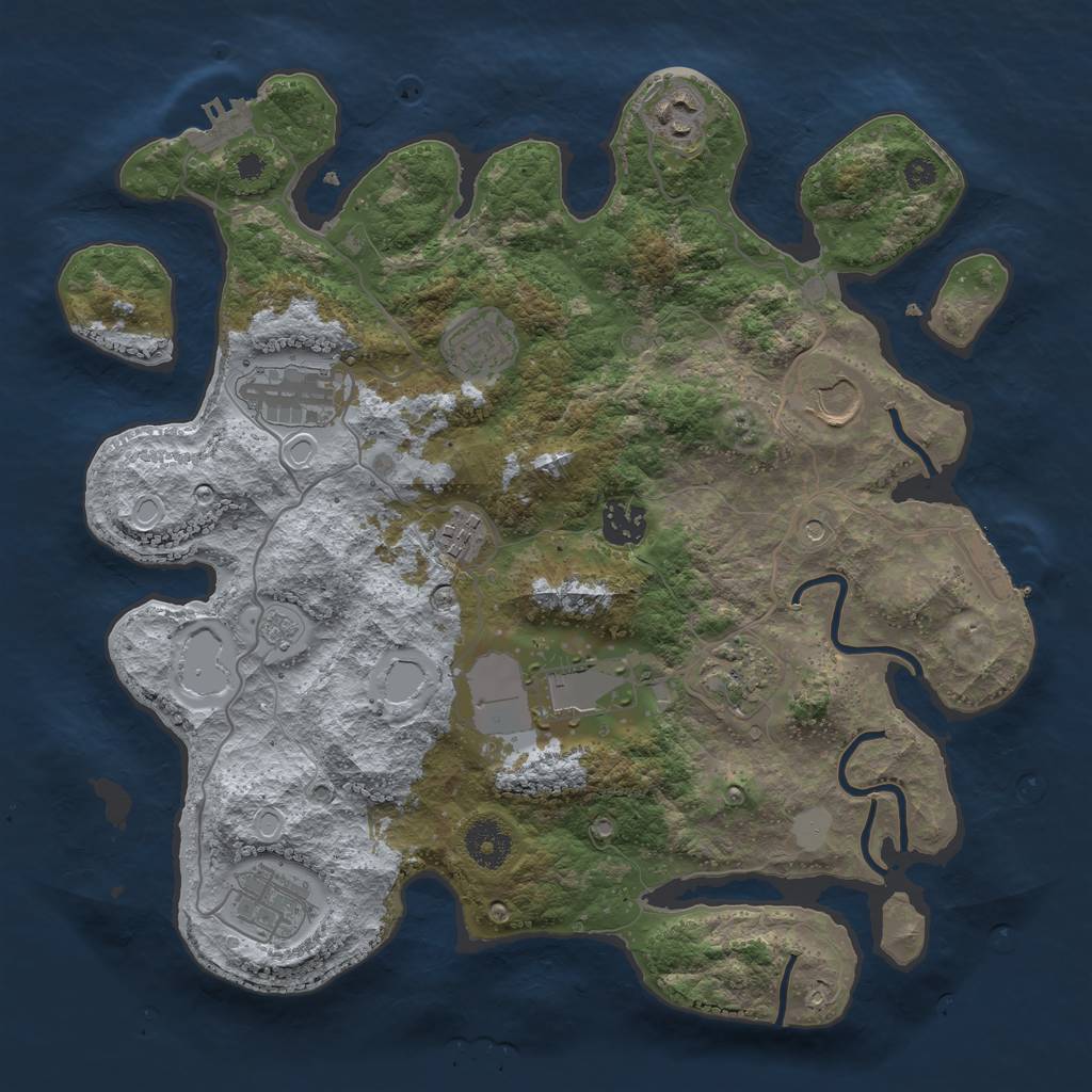 Rust Map: Procedural Map, Size: 3500, Seed: 502398, 16 Monuments