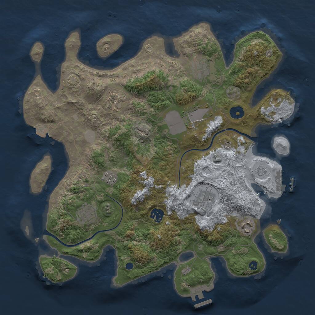 Rust Map: Procedural Map, Size: 3500, Seed: 355841350, 14 Monuments