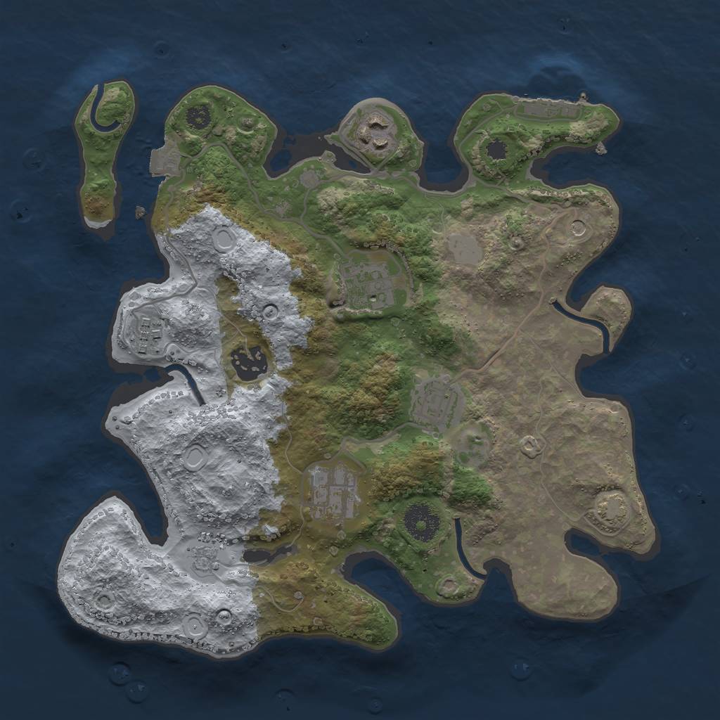 Rust Map: Procedural Map, Size: 3000, Seed: 1918370212, 13 Monuments