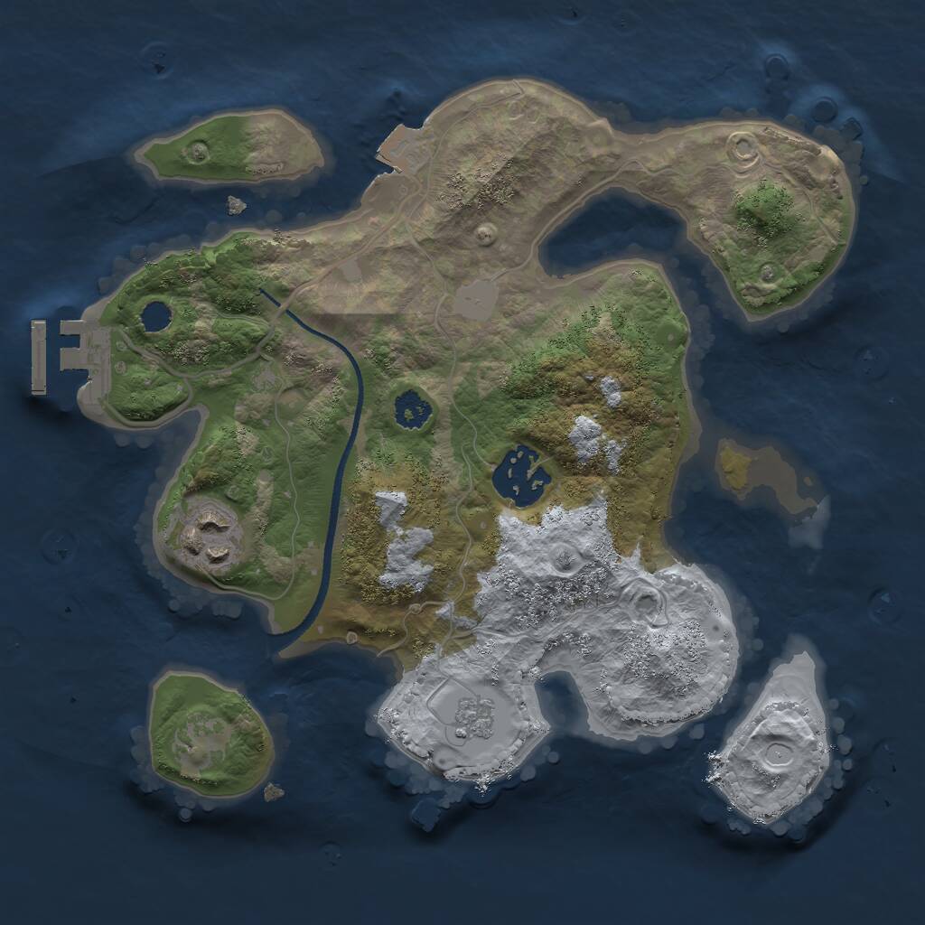 Rust Map: Procedural Map, Size: 2500, Seed: 850609587, 5 Monuments