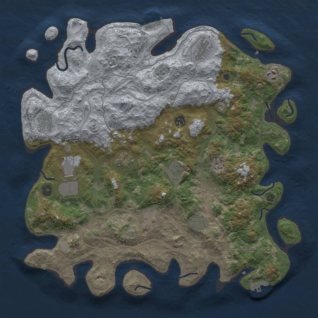 Rust Map: Procedural Map, Size: 4250, Seed: 588611262, 18 Monuments