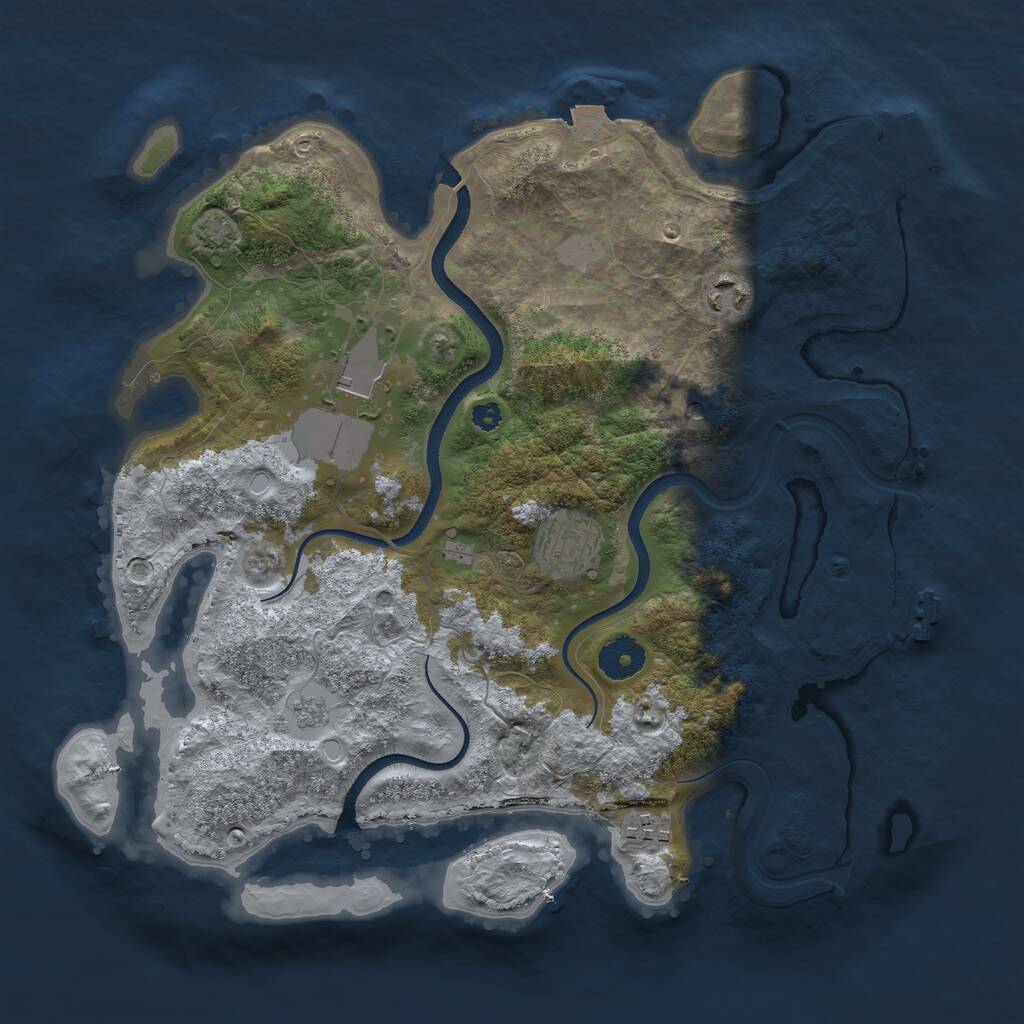 Rust Map: Procedural Map, Size: 3500, Seed: 65494, 10 Monuments