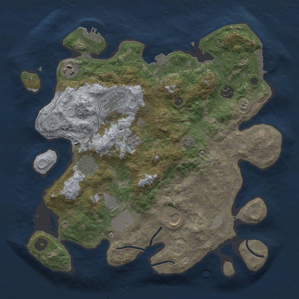 Rust Map: Procedural Map, Size: 3500, Seed: 708014087, 15 Monuments