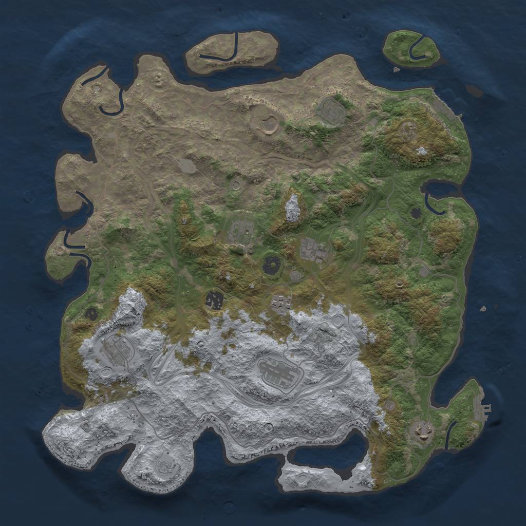 Rust Map: Procedural Map, Size: 4250, Seed: 398071238, 16 Monuments