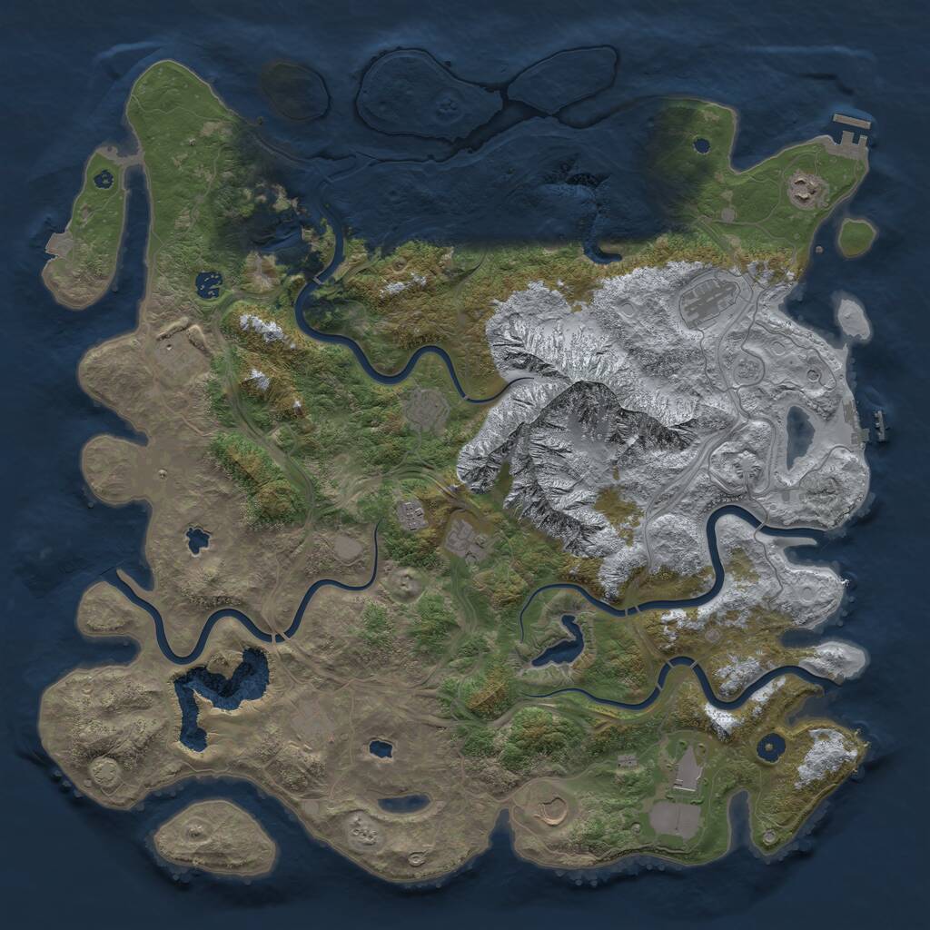 Rust Map: Procedural Map, Size: 5000, Seed: 625, 16 Monuments