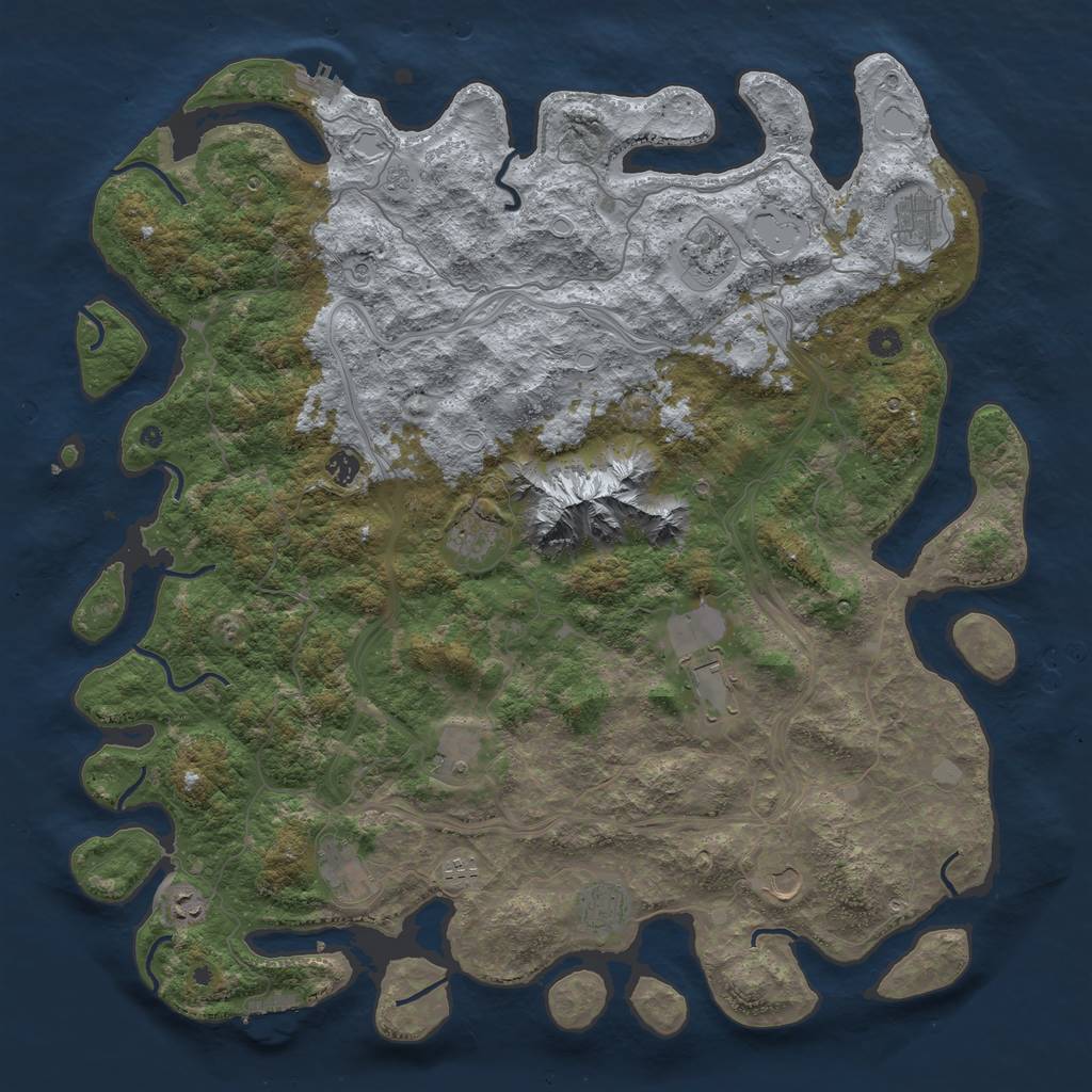 Rust Map: Procedural Map, Size: 5000, Seed: 122344512, 18 Monuments