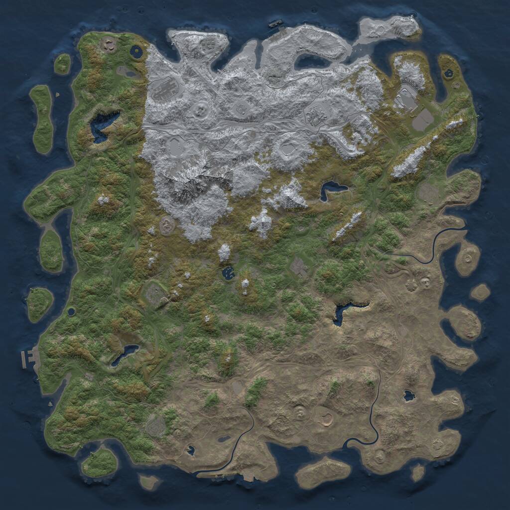 Rust Map: Procedural Map, Size: 6000, Seed: 834591362, 17 Monuments