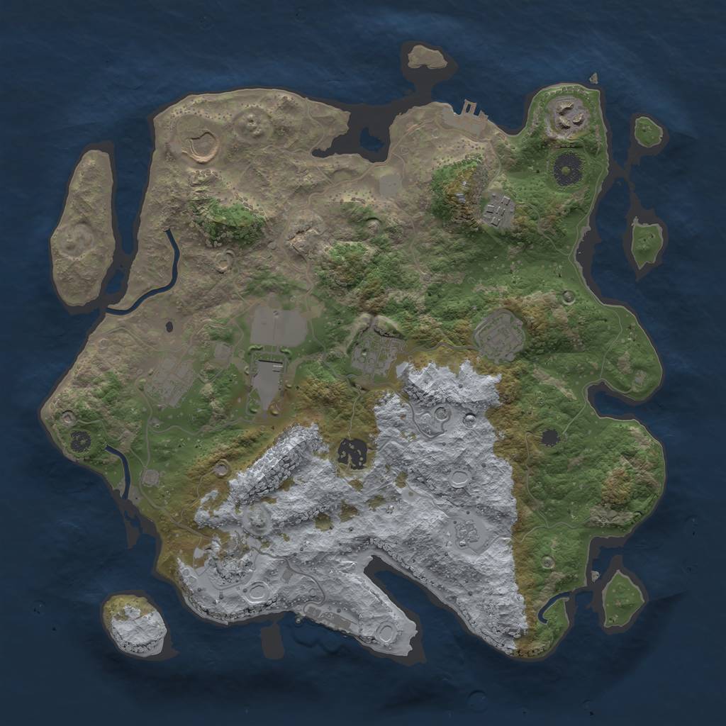 Rust Map: Procedural Map, Size: 3500, Seed: 212345, 16 Monuments