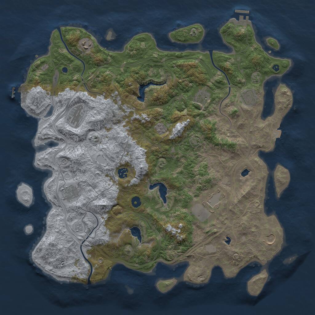 Rust Map: Procedural Map, Size: 4500, Seed: 861502175, 15 Monuments