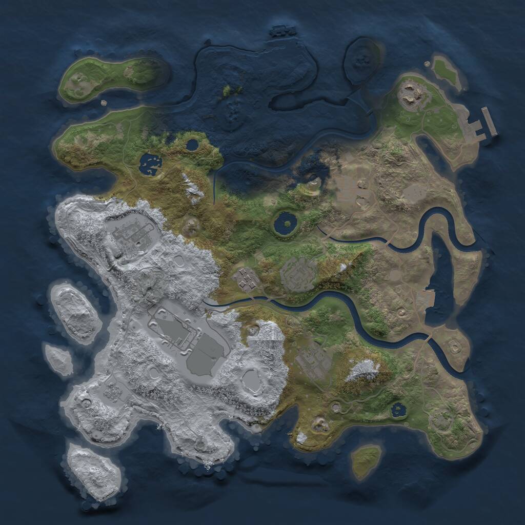 Rust Map: Procedural Map, Size: 3500, Seed: 159097136, 14 Monuments