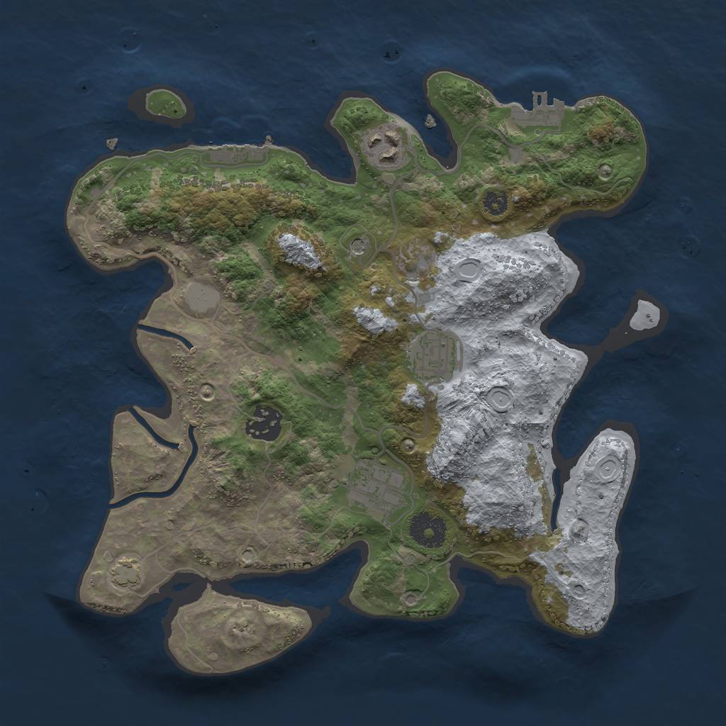 Rust Map: Procedural Map, Size: 3000, Seed: 346939707, 11 Monuments