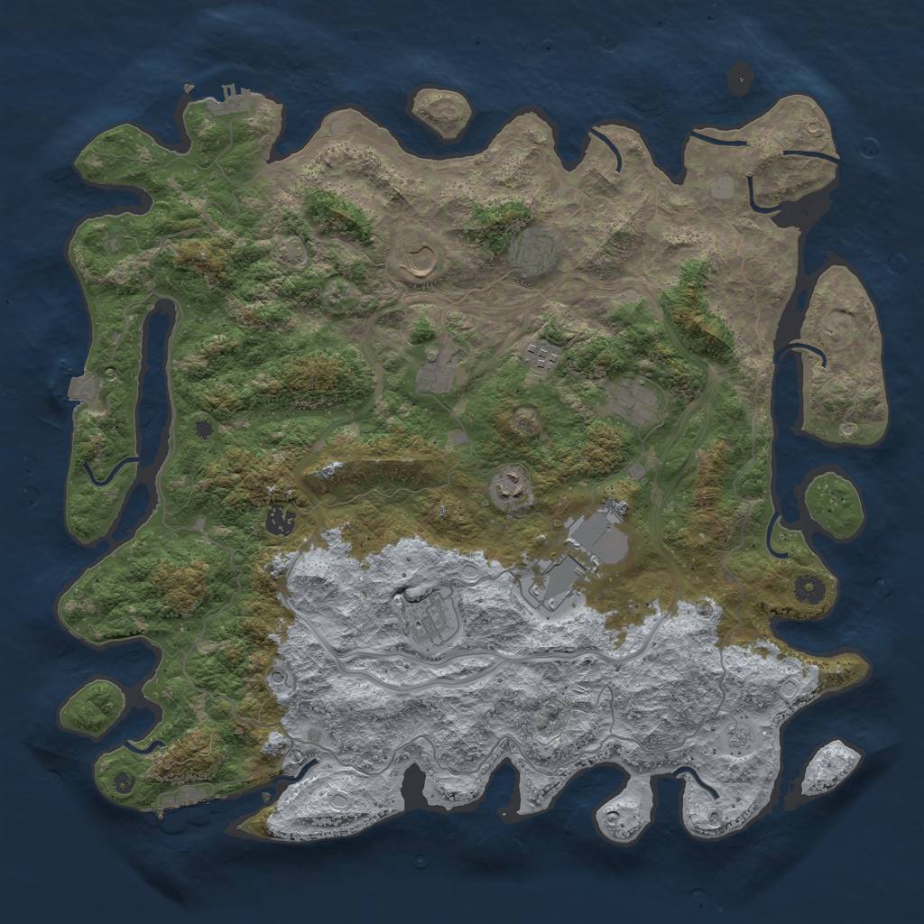 Rust Map: Procedural Map, Size: 4500, Seed: 2096090843, 17 Monuments