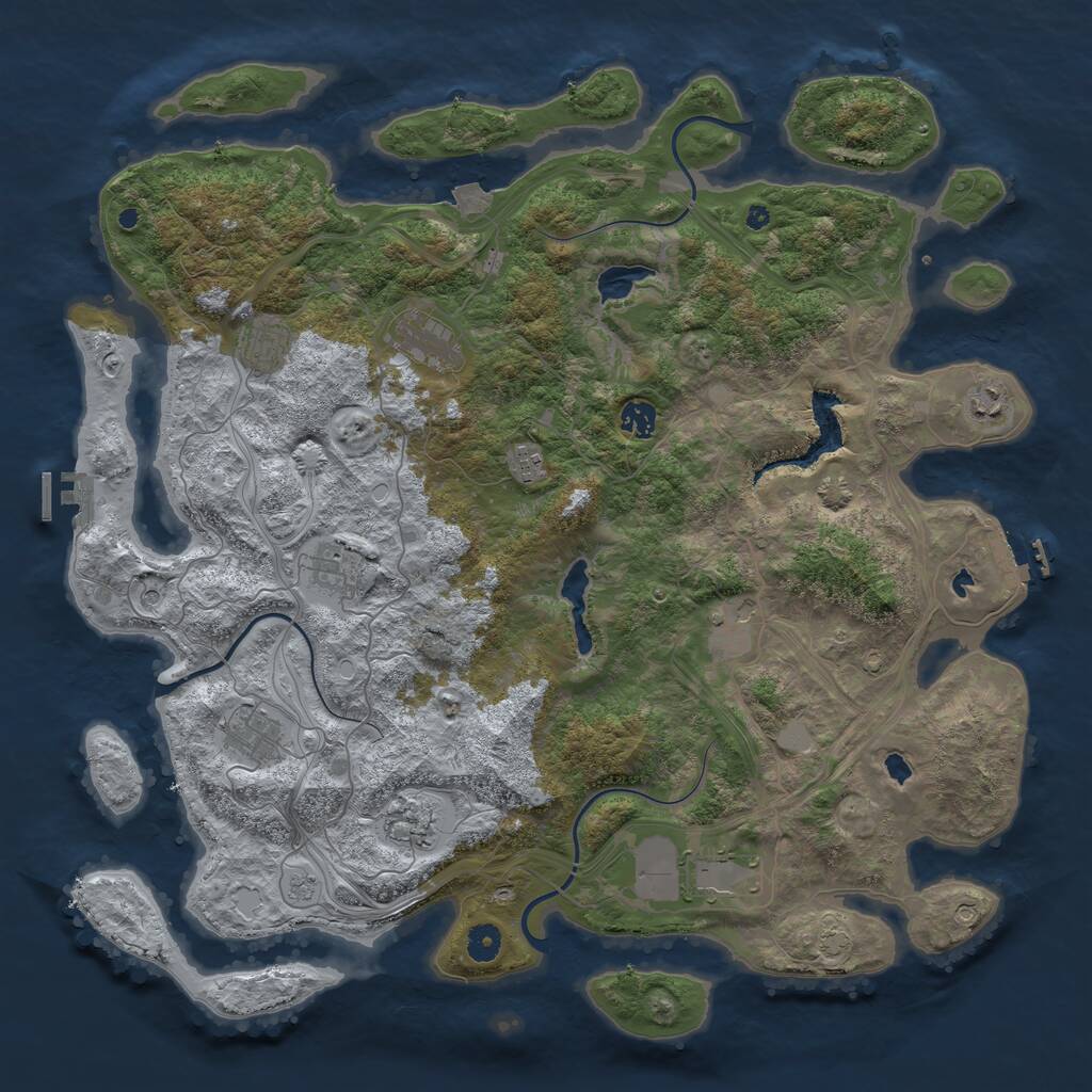 Rust Map: Procedural Map, Size: 4500, Seed: 310642304, 16 Monuments