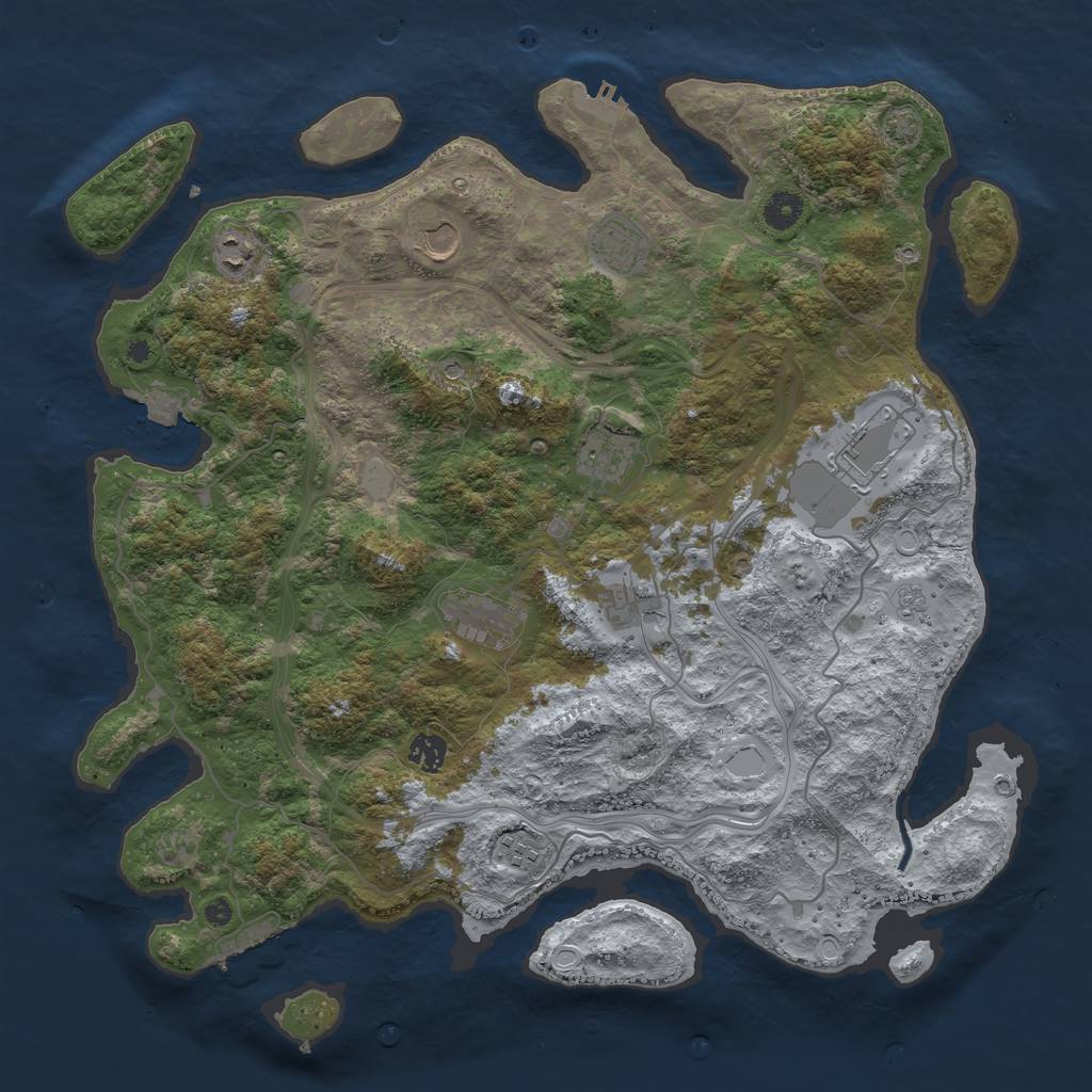 Rust Map: Procedural Map, Size: 4250, Seed: 447931775, 17 Monuments