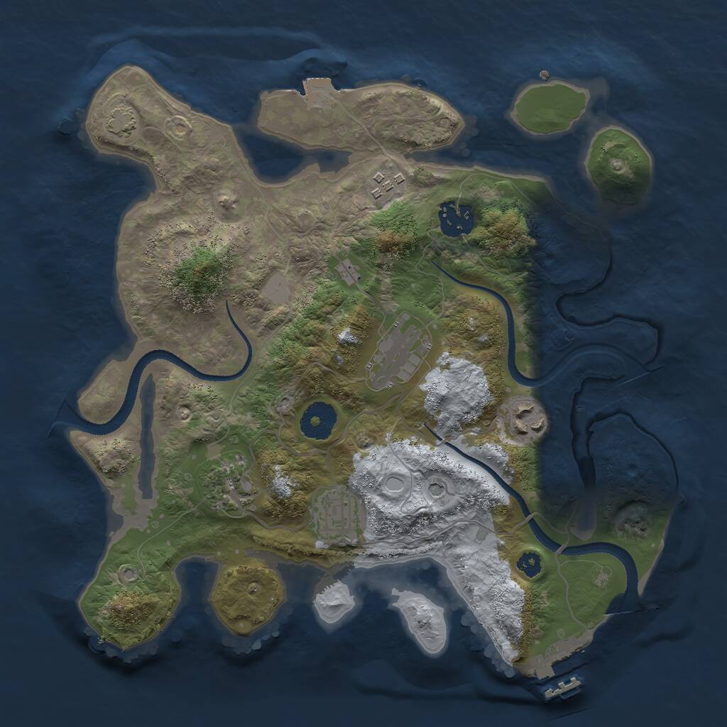Rust Map: Procedural Map, Size: 3000, Seed: 207071274, 10 Monuments