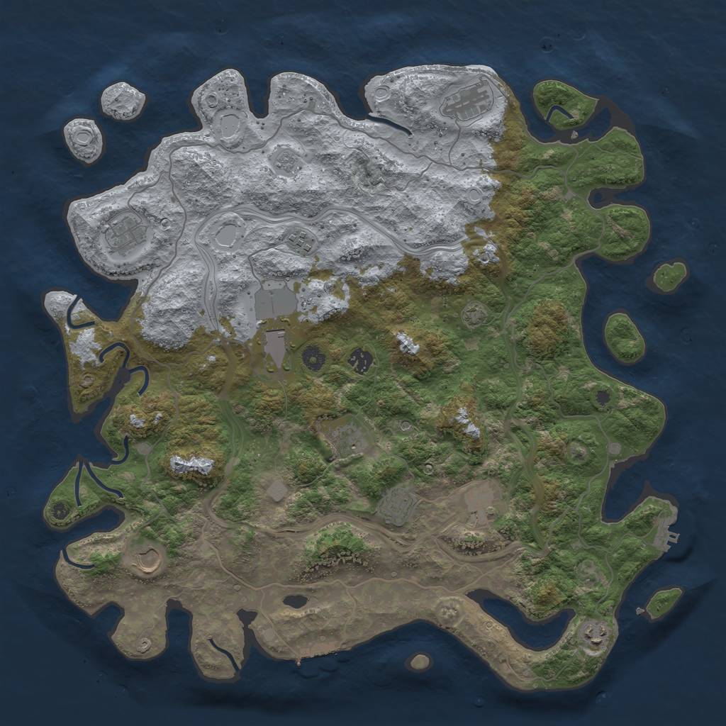 Rust Map: Procedural Map, Size: 4500, Seed: 1483814949, 18 Monuments