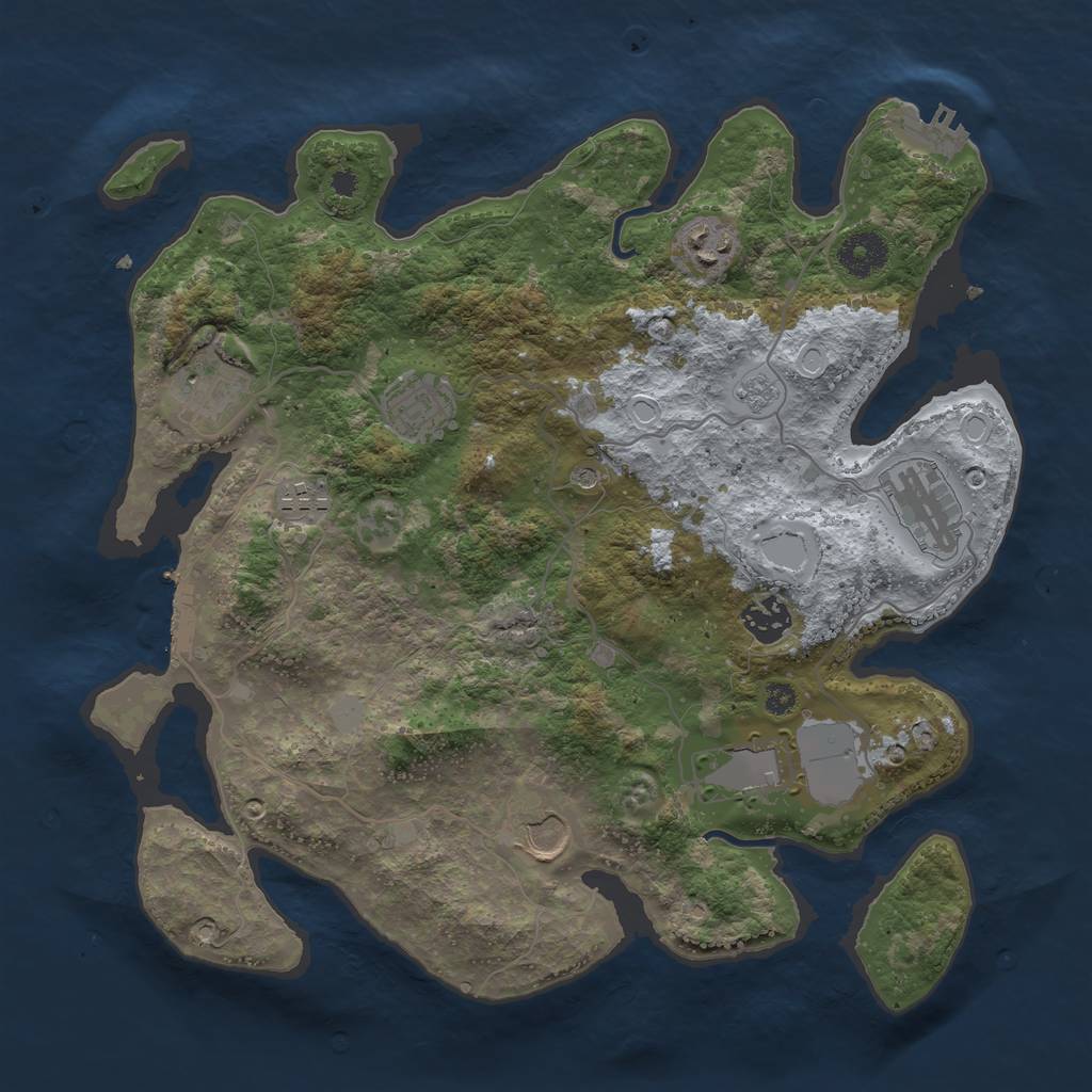 Rust Map: Procedural Map, Size: 3500, Seed: 1542929007, 15 Monuments