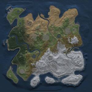 Thumbnail Rust Map: Procedural Map, Size: 3500, Seed: 2057957592, 16 Monuments