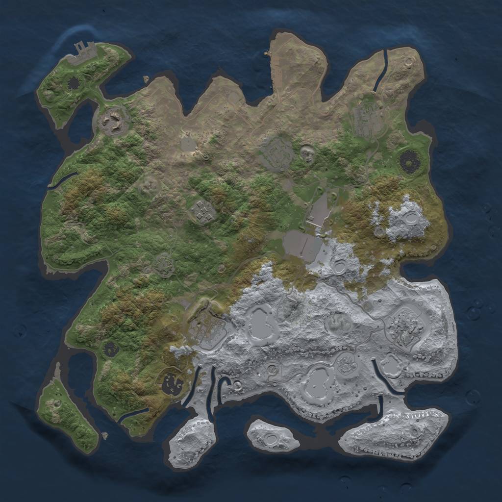 Rust Map: Procedural Map, Size: 3500, Seed: 2057957592, 16 Monuments