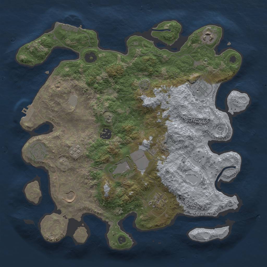 Rust Map: Procedural Map, Size: 3500, Seed: 845740925, 16 Monuments