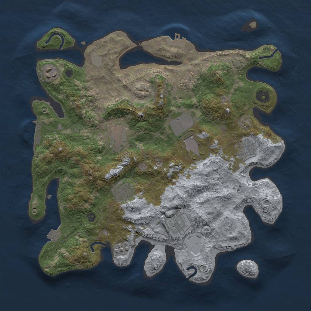Rust Map: Procedural Map, Size: 3500, Seed: 2015360155, 16 Monuments