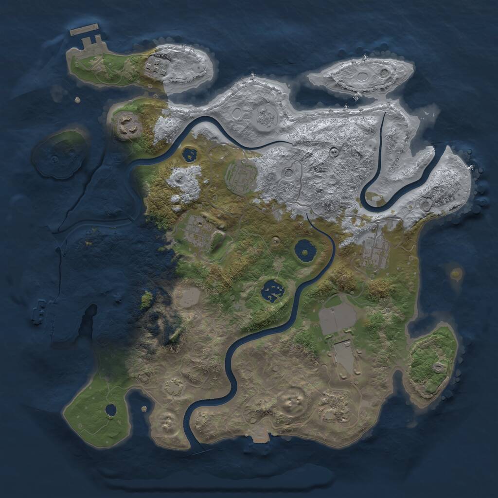 Rust Map: Procedural Map, Size: 3500, Seed: 1180684401, 14 Monuments