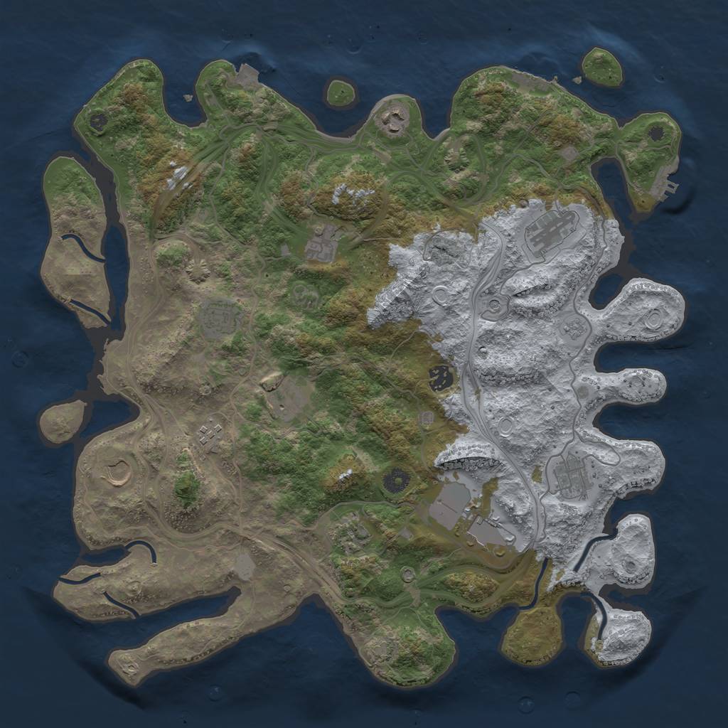 Rust Map: Procedural Map, Size: 4250, Seed: 1490746277, 19 Monuments