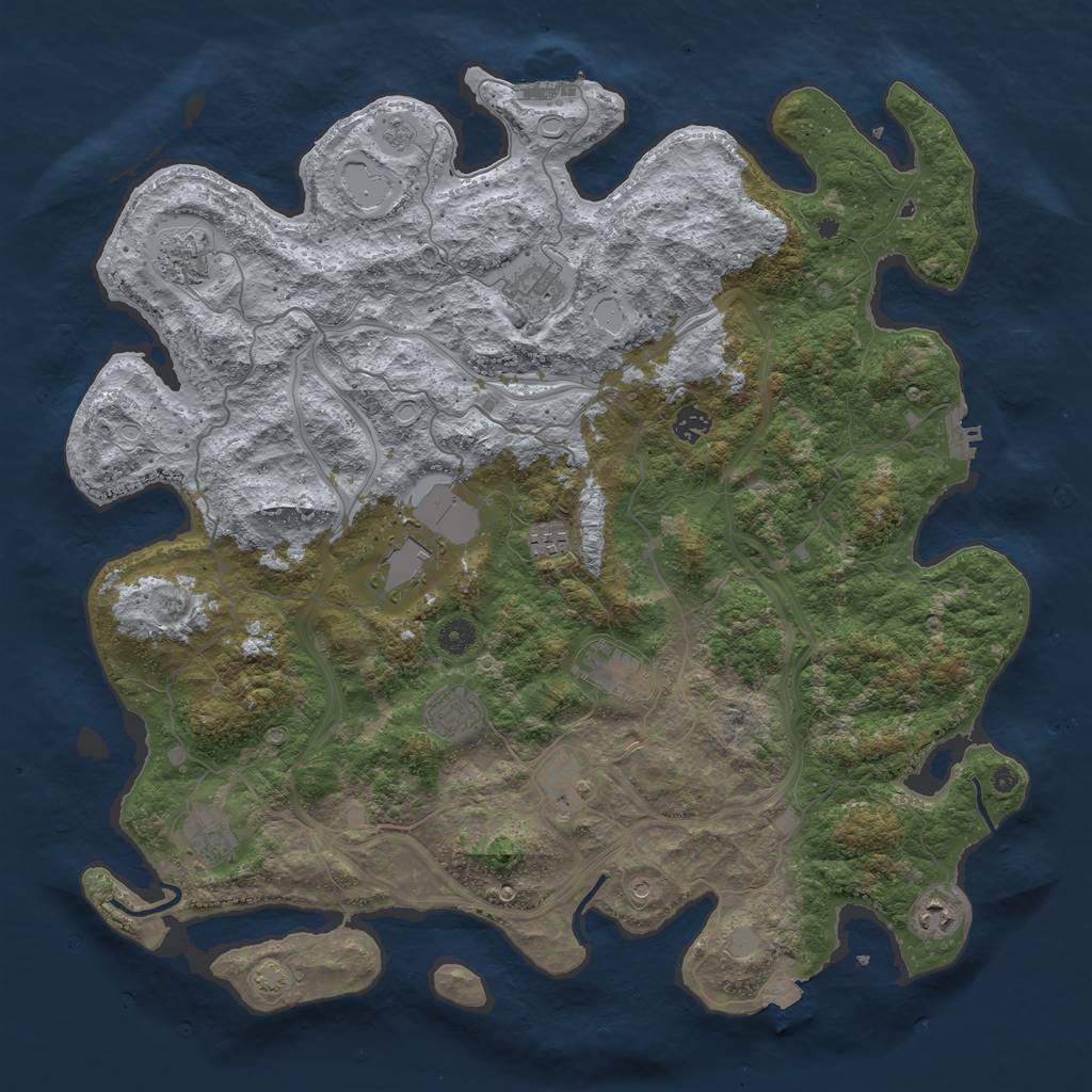 Rust Map: Procedural Map, Size: 4500, Seed: 81636719, 18 Monuments