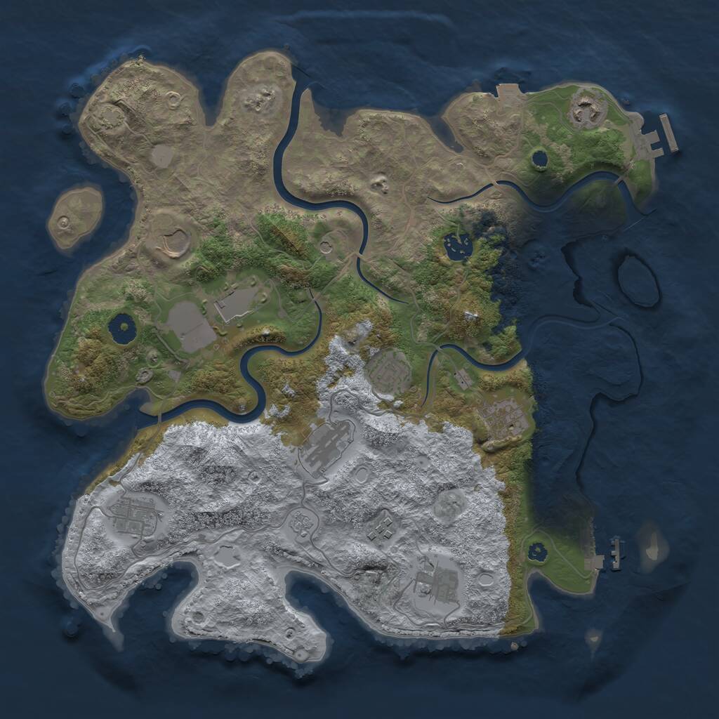 Rust Map: Procedural Map, Size: 3750, Seed: 60423, 16 Monuments