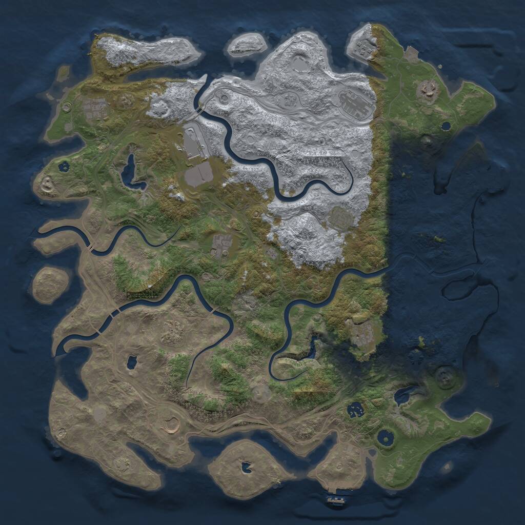 Rust Map: Procedural Map, Size: 4800, Seed: 939023540, 17 Monuments