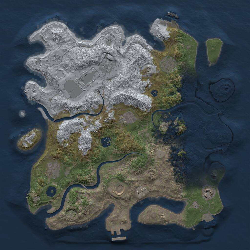 Rust Map: Procedural Map, Size: 3600, Seed: 1020186116, 15 Monuments