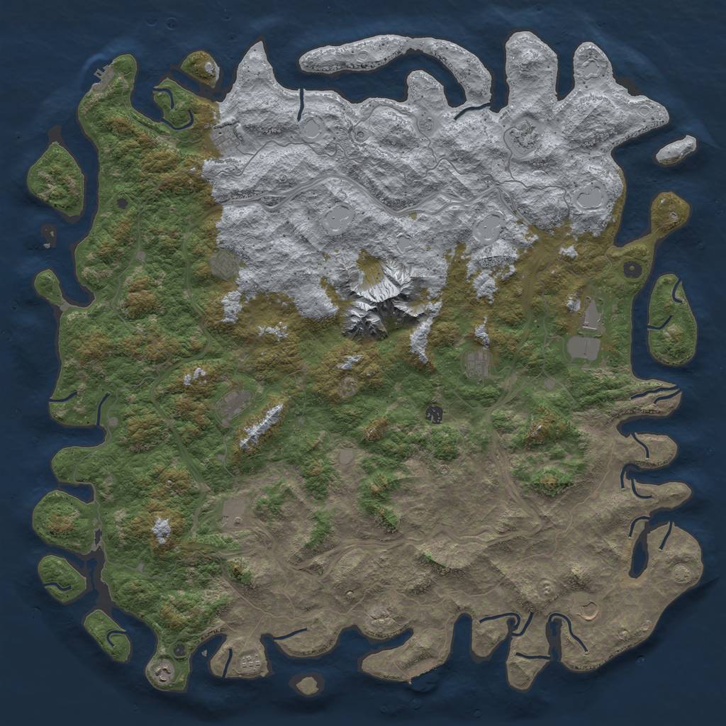 Rust Map: Procedural Map, Size: 6000, Seed: 642321123, 19 Monuments