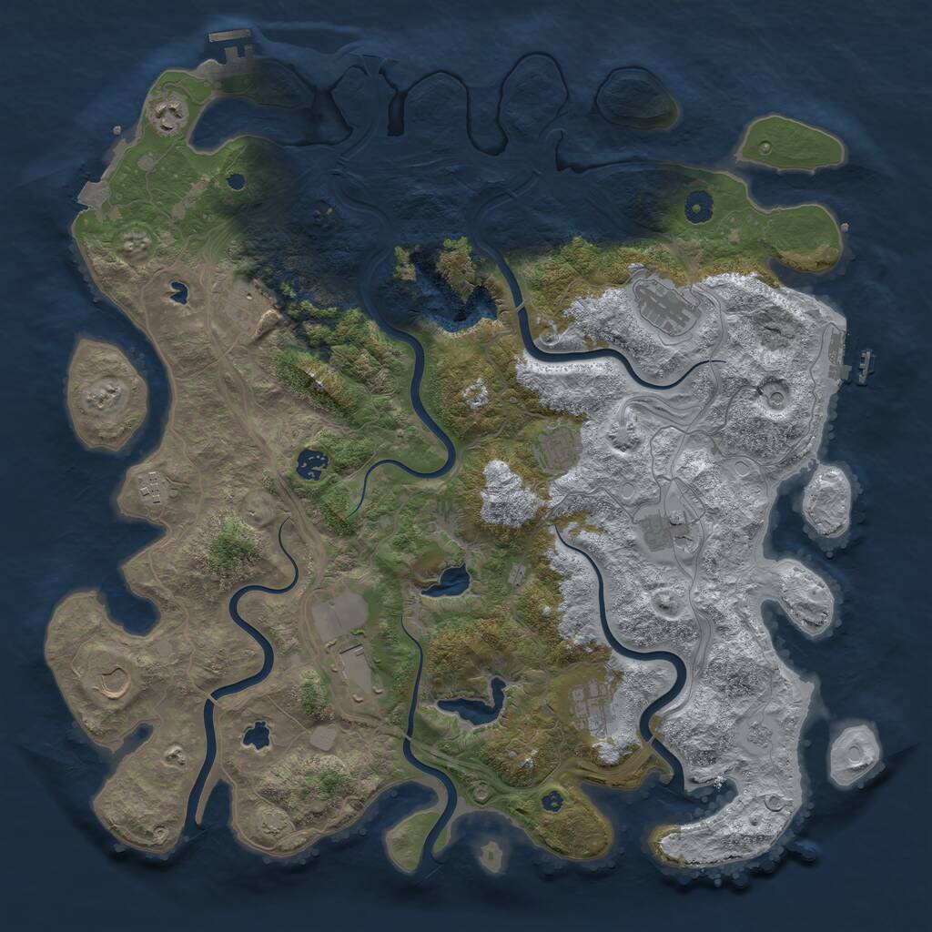 Rust Map: Procedural Map, Size: 4500, Seed: 1289889697, 16 Monuments