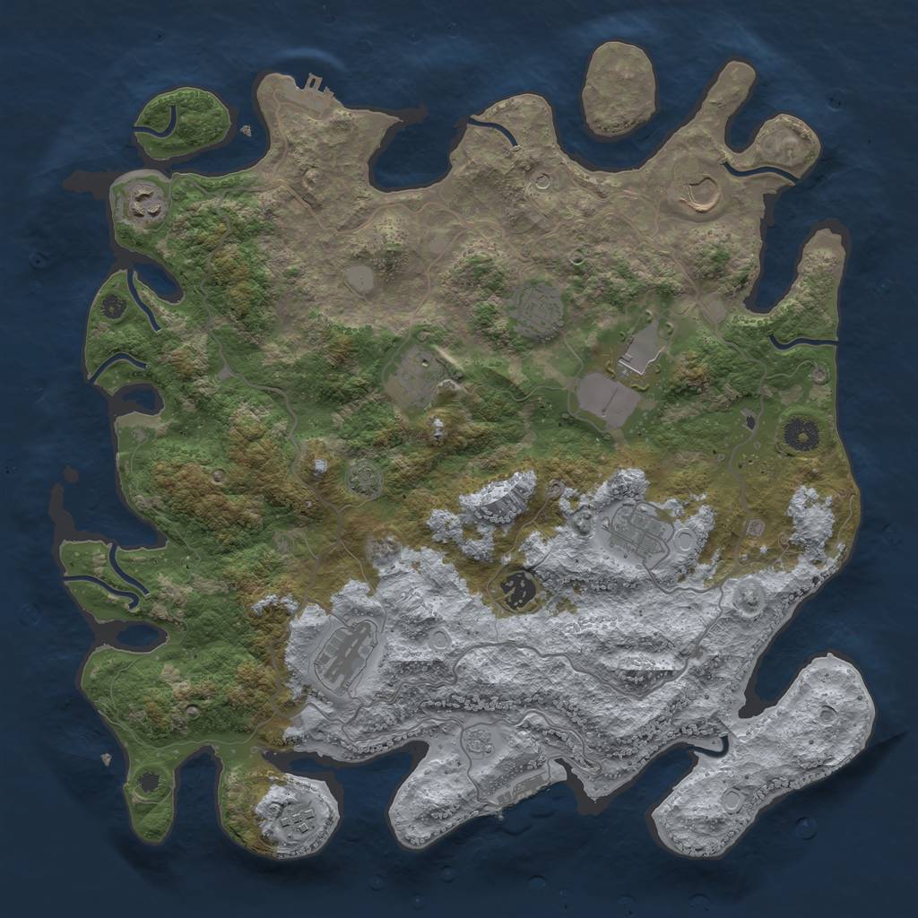 Rust Map: Procedural Map, Size: 4000, Seed: 1322506257, 17 Monuments