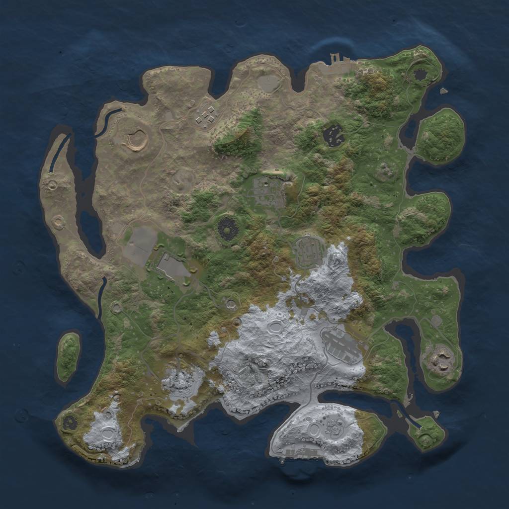 Rust Map: Procedural Map, Size: 3500, Seed: 234784285, 16 Monuments