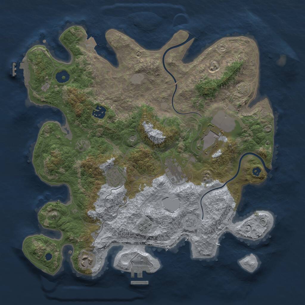 Rust Map: Procedural Map, Size: 3500, Seed: 346544, 12 Monuments