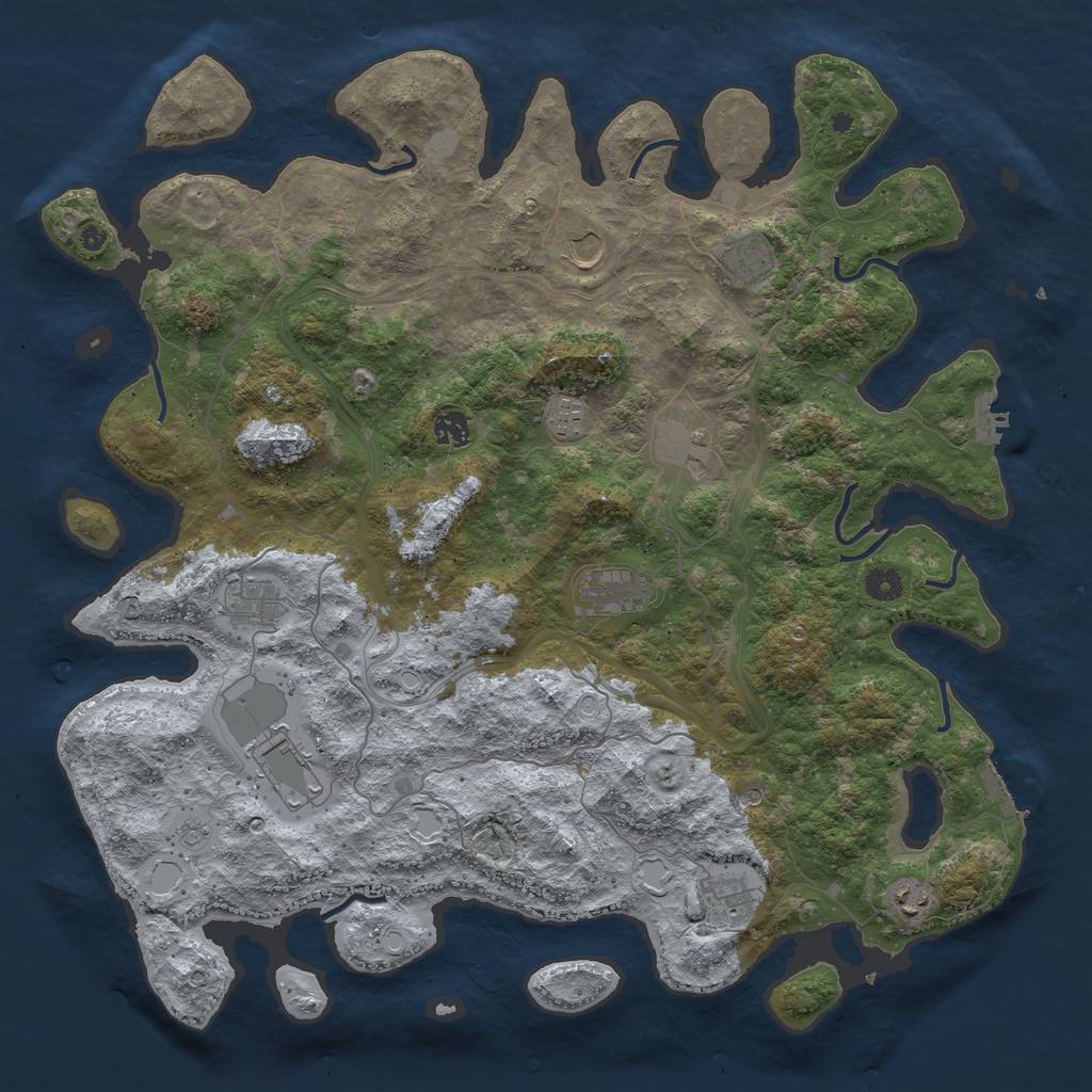 Rust Map: Procedural Map, Size: 4500, Seed: 32024060, 17 Monuments
