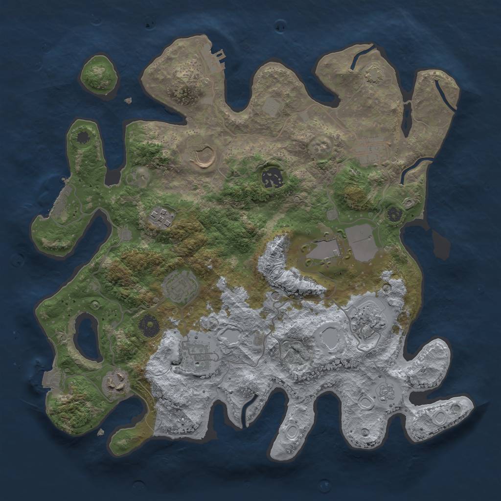 Rust Map: Procedural Map, Size: 3500, Seed: 23234675, 17 Monuments