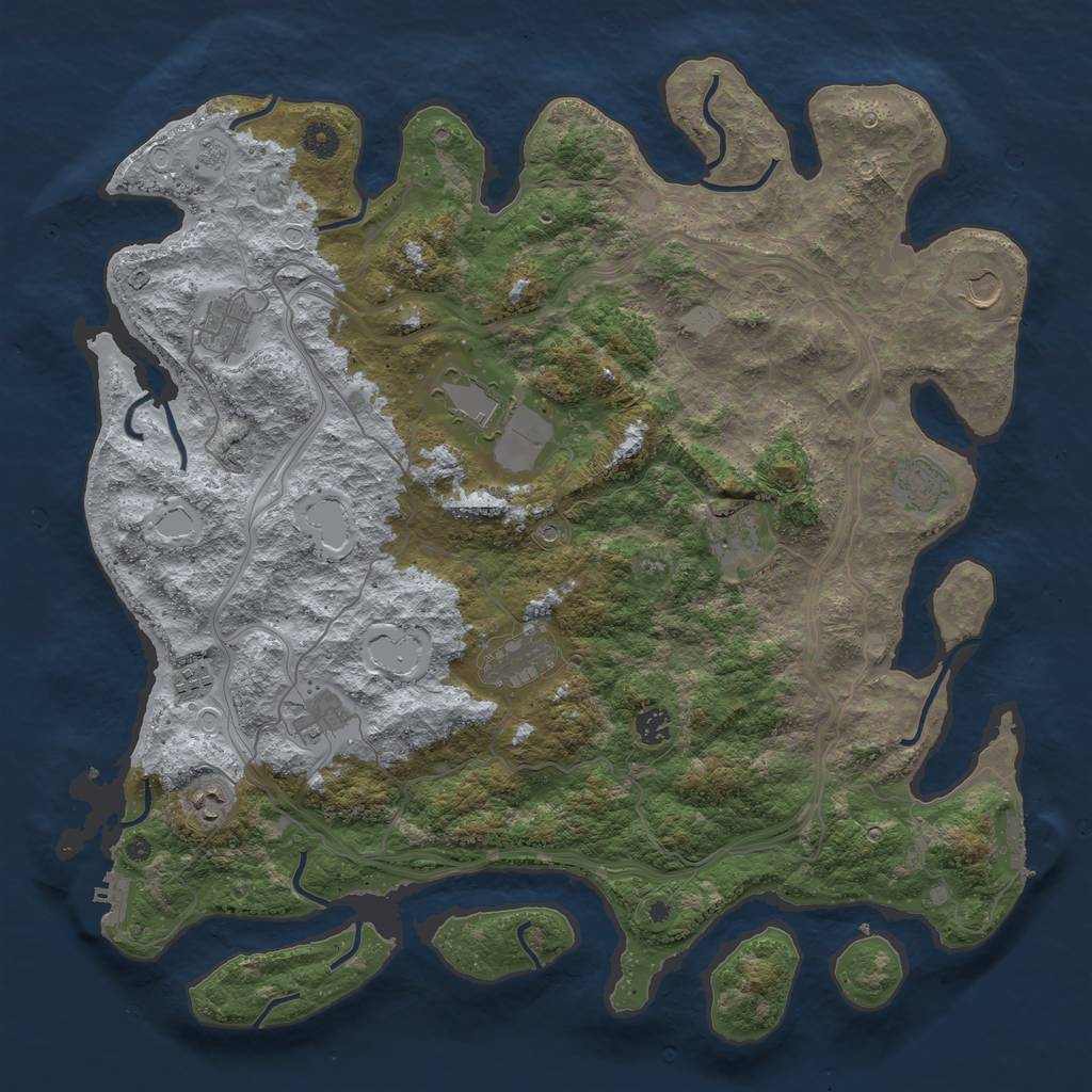 Rust Map: Procedural Map, Size: 4500, Seed: 20230406, 17 Monuments