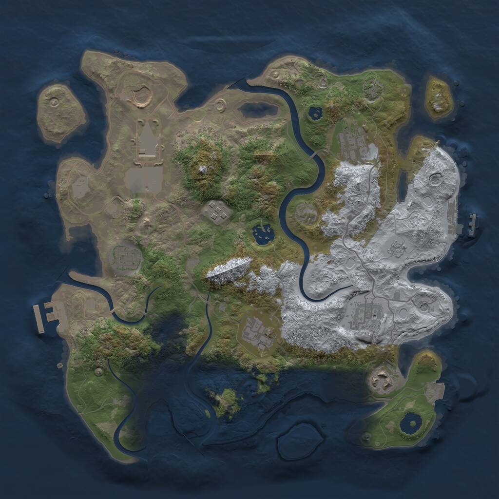 Rust Map: Procedural Map, Size: 3500, Seed: 474903243, 15 Monuments