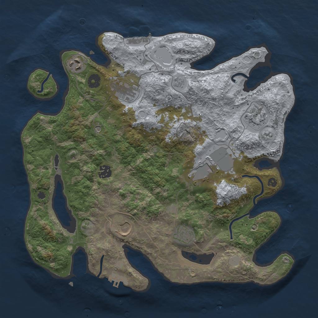 Rust Map: Procedural Map, Size: 3500, Seed: 190825077, 14 Monuments