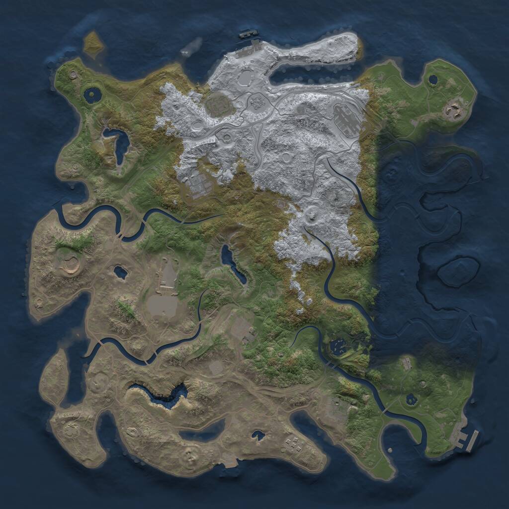 Rust Map: Procedural Map, Size: 4500, Seed: 8687772, 16 Monuments