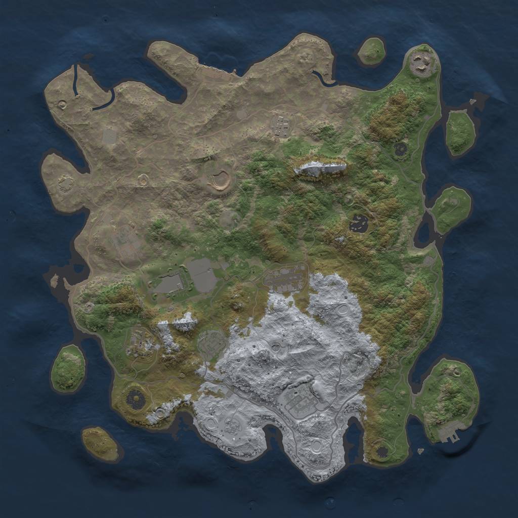 Rust Map: Procedural Map, Size: 4000, Seed: 28374049, 18 Monuments