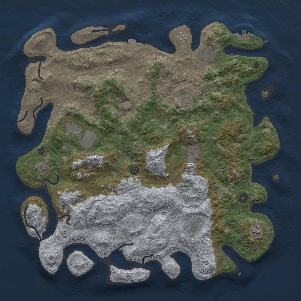 Rust Map: Procedural Map, Size: 4500, Seed: 350364204, 16 Monuments