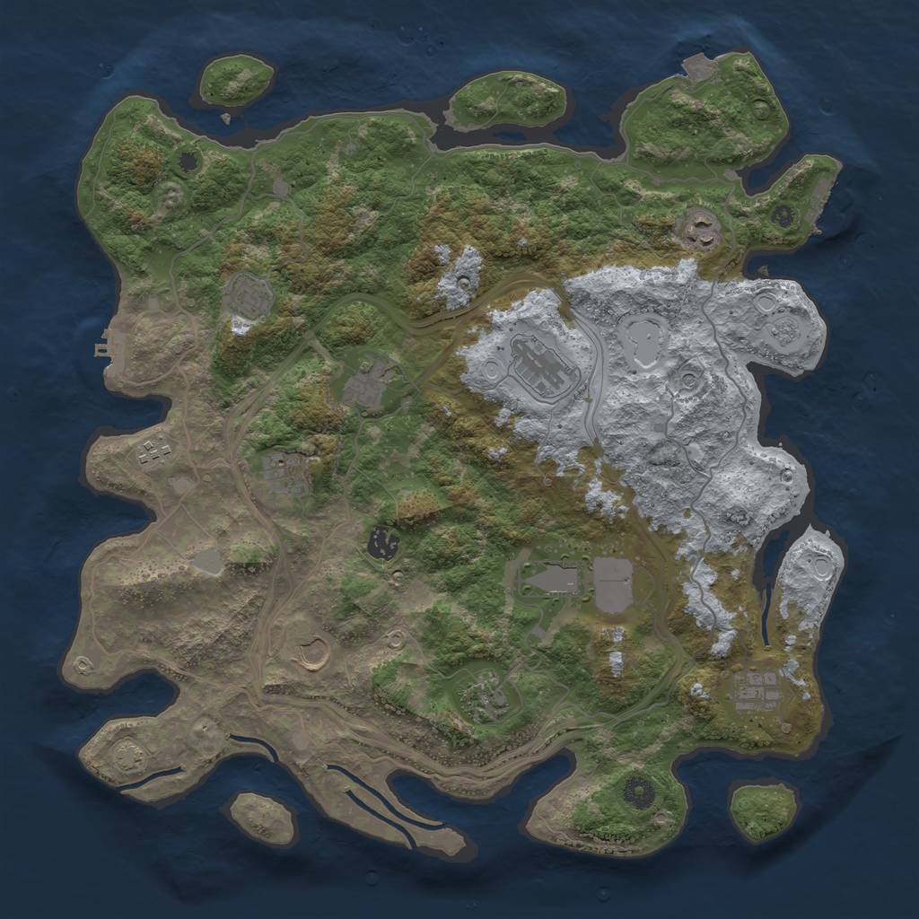 Rust Map: Procedural Map, Size: 4250, Seed: 2053203291, 19 Monuments