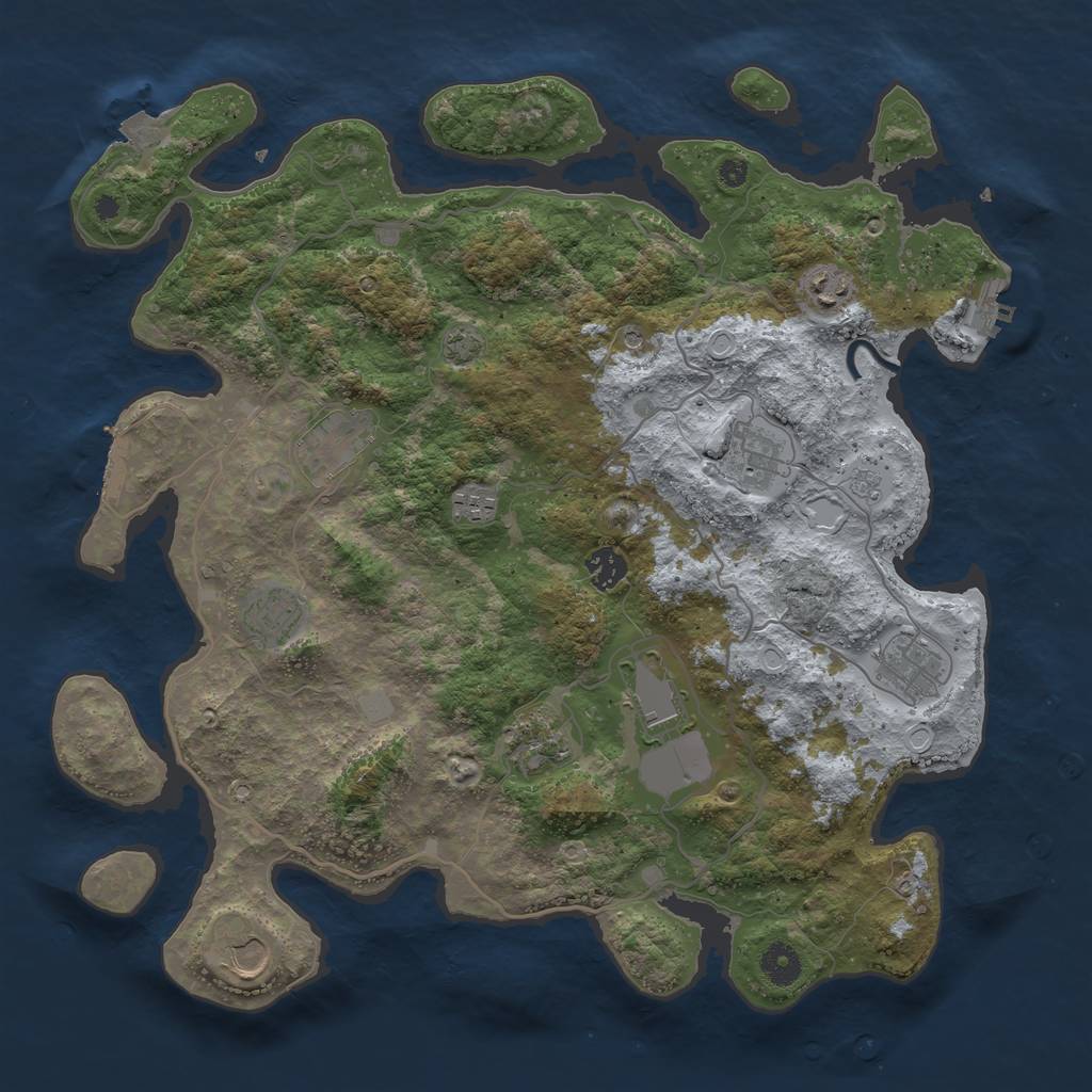 Rust Map: Procedural Map, Size: 4000, Seed: 2024803146, 18 Monuments