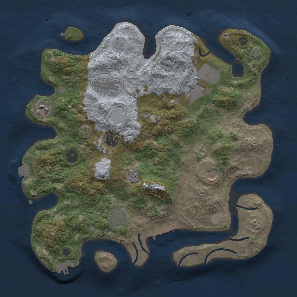 Rust Map: Procedural Map, Size: 3500, Seed: 1698261219, 15 Monuments