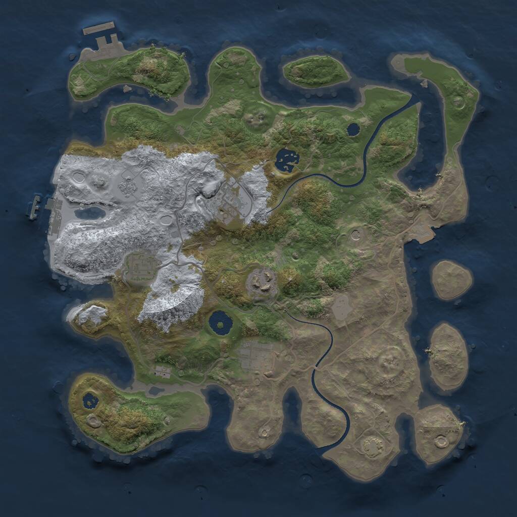 Rust Map: Procedural Map, Size: 3300, Seed: 1349858675, 11 Monuments