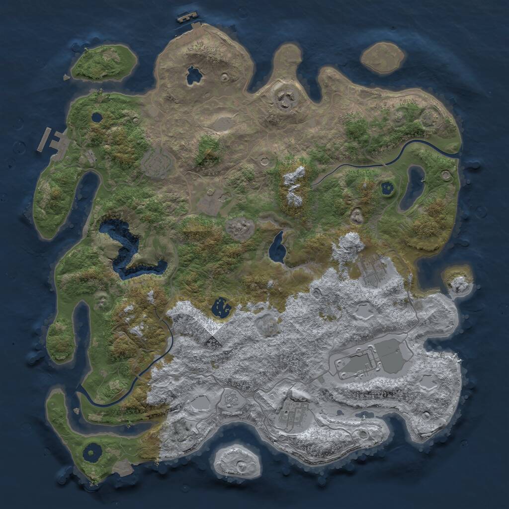 Rust Map: Procedural Map, Size: 4000, Seed: 1680184617, 13 Monuments